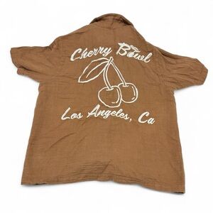 Pacsun Brown Cherry Bowl Oversized Camp Shirt Size Small